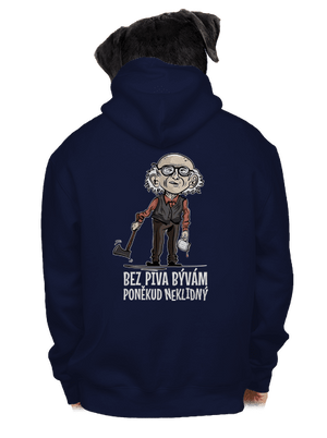 Neklidný bez piva pánska mikina na zips Navy