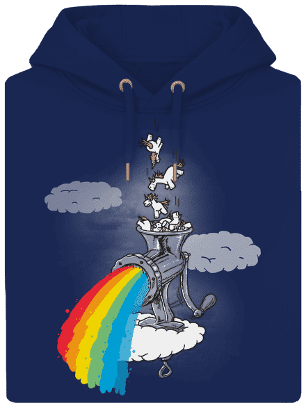 Ako vzniká dúha unisex mikina premium Navy