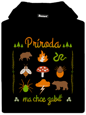 Príroda ma chce zabiť detská mikina klokanka Black