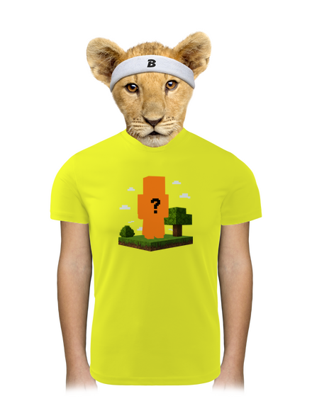 Minecraft z vlastnej fotky detské športové tričko Neon Yellow