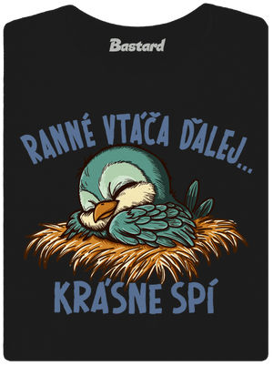 Ranné vtáča spí dámske tričko Black