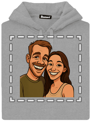 Karikatúra z vlastnej fotky pánska mikina klokanka Light Melange