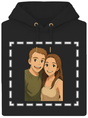 Ghibli efekt z vlastnej fotky unisex mikina premium Dark Black