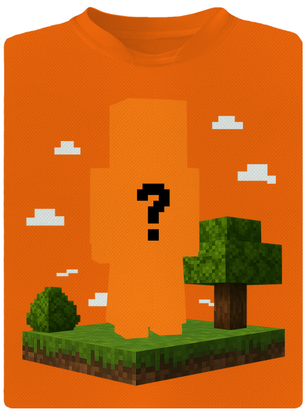Minecraft z vlastnej fotky detské športové tričko Neon Orange