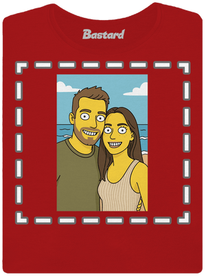 Simpsonovi z vlastnej fotky dámske tričko Red Mal