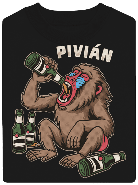 Pivián unisex mikina bez kapucne Black
