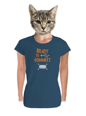 USB pripojenie dámske tričko prémium Petrol Blue