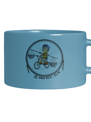 Cyklistický horoskop: Váhy hrnček makronka Blue Macaron