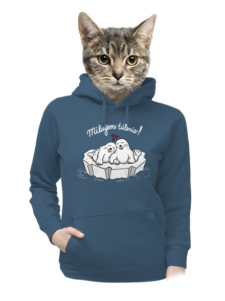 Milujem túlenie dámska mikina klokanka Denim