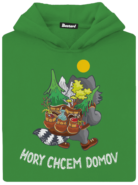 Hory chcem domov detská mikina klokanka Kelly Green AWD