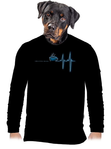 Coffee help pánske dlhý rukáv Black