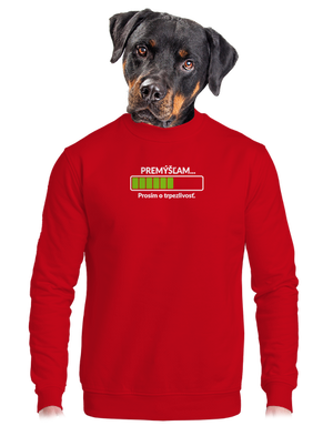 Premýšľam unisex mikina bez kapucne Red