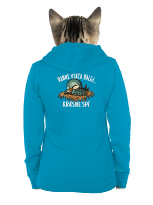 Ranné vtáča spí dámska mikina na zips Blue Atol