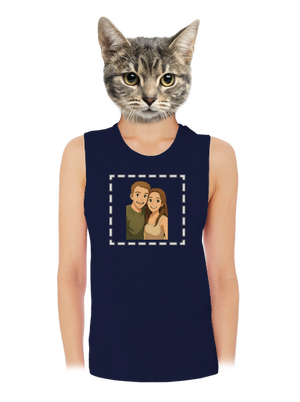 Ghibli efekt z vlastnej fotky dámske tielko voľné Navy