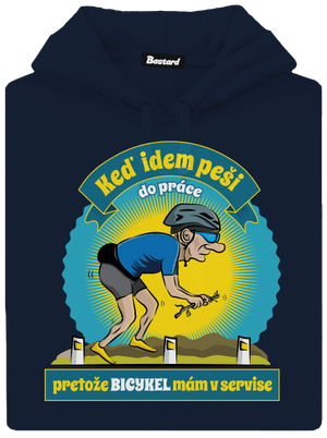 Závislosť na bicykli pánska mikina klokanka Navy