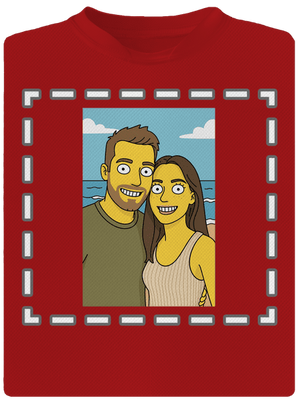 Simpsonovi z vlastnej fotky pánske športové tričko Red Mal