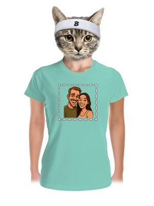 Karikatúra z vlastnej fotky dámske športové tričko Mint Mal