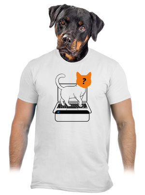 Mačka na klávesnici pánske tričko White