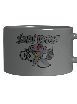 Šedí vedia - myš hrnček makronka Grey Macaron