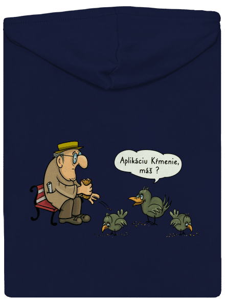 Aplikácia Kŕmenie pánska mikina na zips Navy