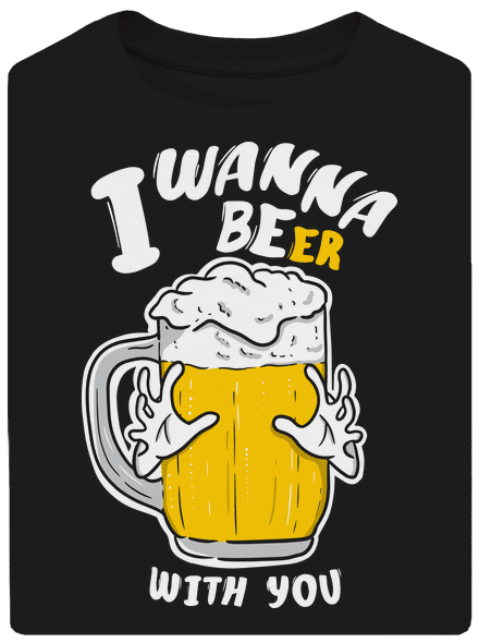 I wanna beer unisex tričko oversized Black