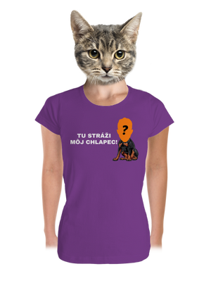 Tu strážim ja dámske tričko prémium Purple