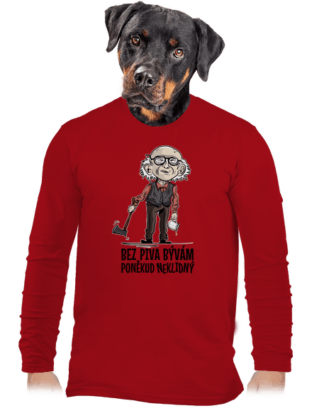 Neklidný bez piva pánske dlhý rukáv Red