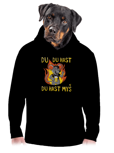 Du hast myš pánska mikina klokanka Black