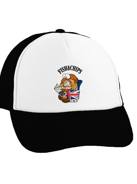 Fish and chips šiltovka truckerka Black cap