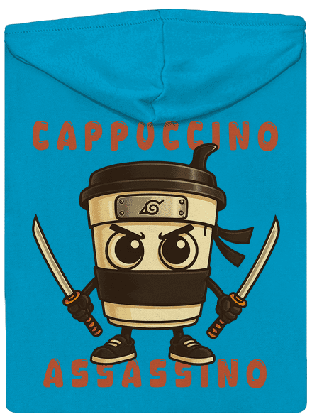 Cappuccino Assasino – Italian Brainrot dámska mikina na zips Blue Atol