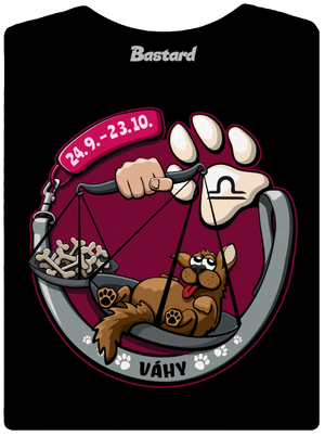 Psí horoskop: Váhy dámske tričko s lemom Black