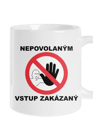 Nepovolaným vstup zakázaný klasický hrnček White