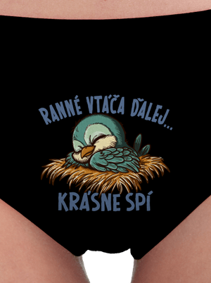 Ranné vtáča spí dámske nohavičky Black