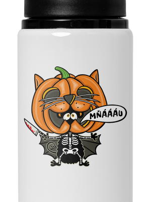 Halloweenská kočička flaša na vodu White
