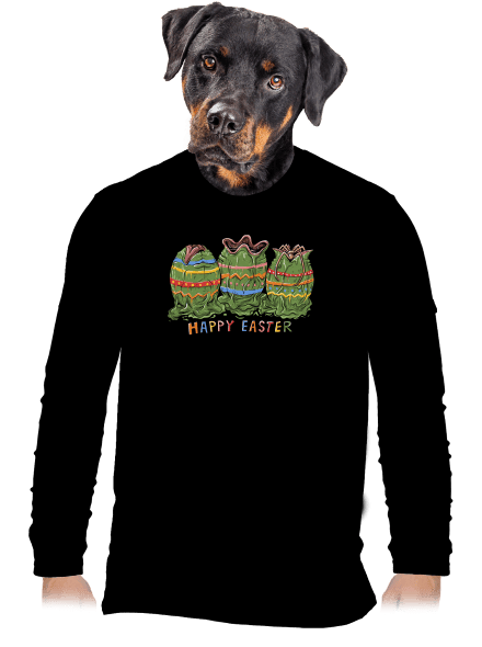 Happy Easter pánske dlhý rukáv Black