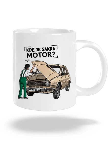 Kde je motor? veľký hrnček White