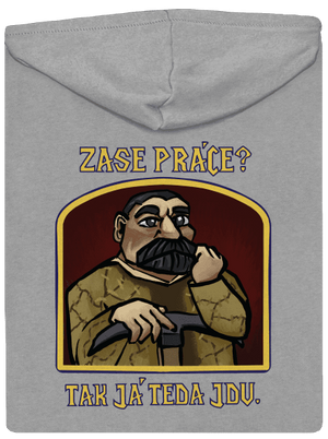 Zase práce? pánska mikina na zips Light Melange