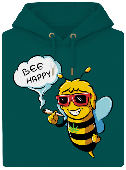 Bee happy unisex mikina premium Emerald Green