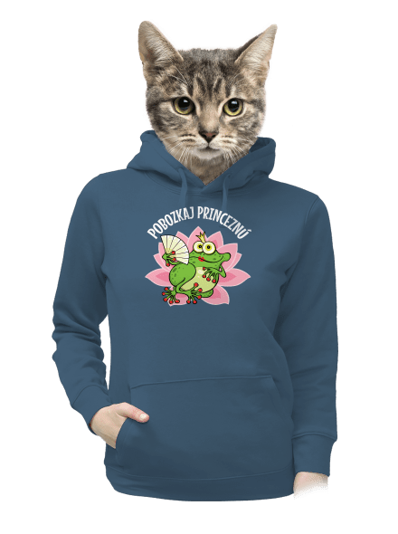 Pobozkaj princeznú a princa dámska mikina klokanka Denim