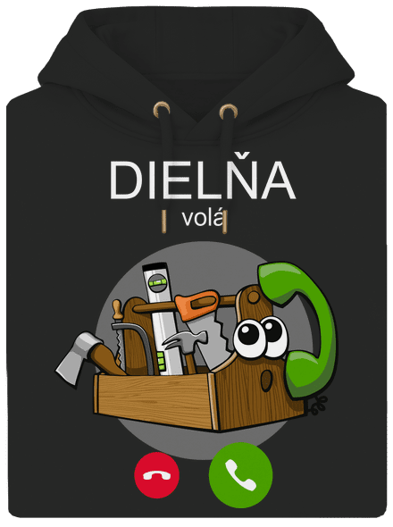 Dielňa volá unisex mikina premium Dark Black