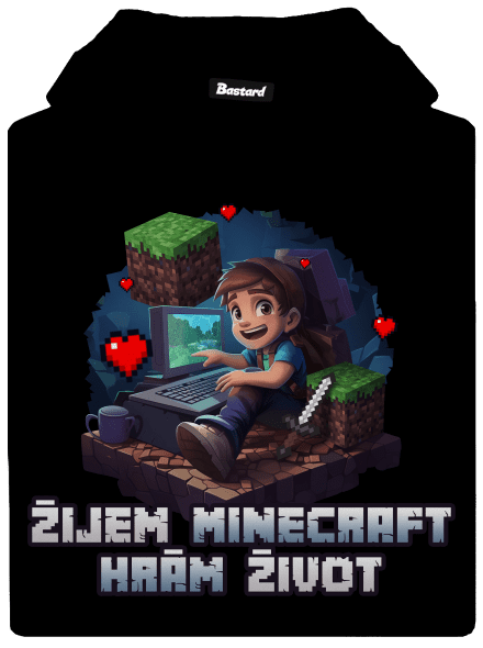 Žijem Minecraft dámska mikina klokanka Black