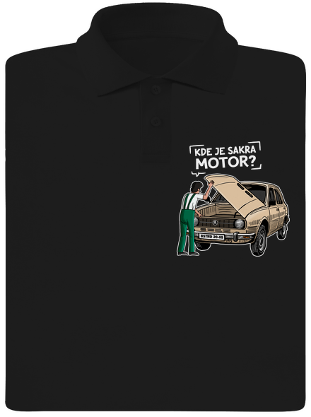 Kde je motor? pánska polokošeľa Black