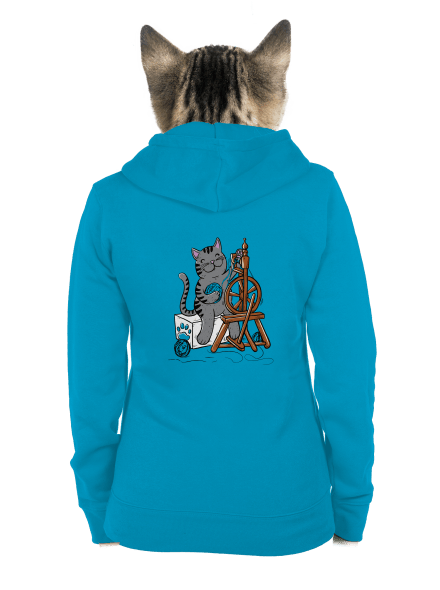 Mačka pradie dámska mikina na zips Blue Atol