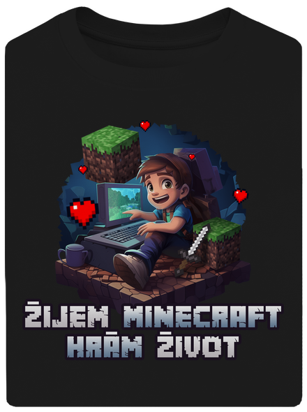 Žijem Minecraft unisex tričko oversized Black