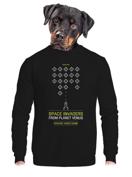 Space Invaders unisex mikina bez kapucne Black