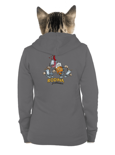 Rodina je základom dámska mikina na zips Steel Gray