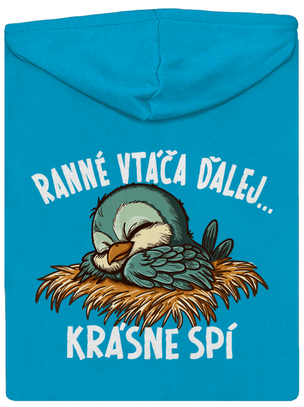 Ranné vtáča spí dámska mikina na zips Blue Atol