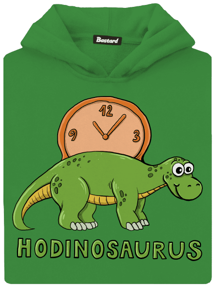 Hodinosaurus detská mikina klokanka Kelly Green AWD