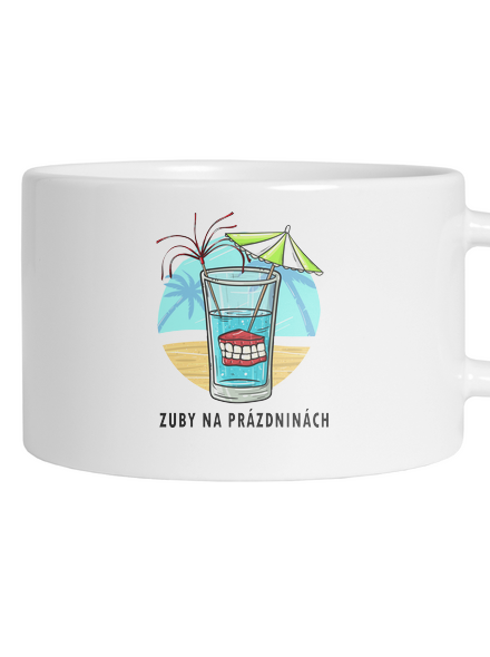 Zuby na prázdninách hrnček makronka White