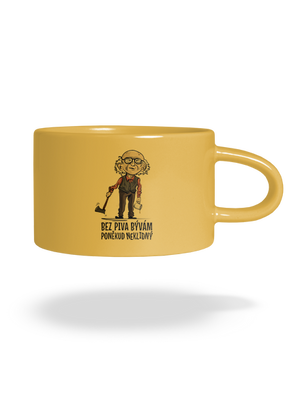 Neklidný bez piva hrnček makronka Yellow Macaron